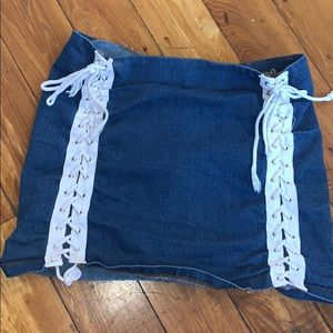 Jean Lace up Mini Skirt